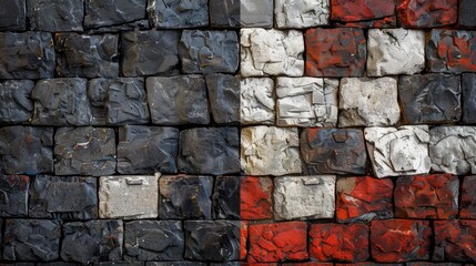 Background made from stone granite and red and white brick for photograph