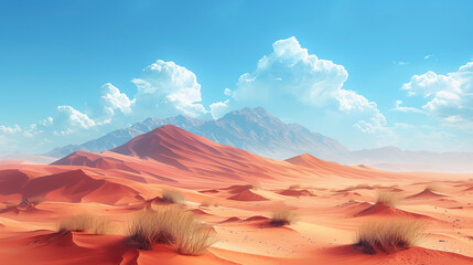 landscape with desert with sky and cloud - obrazy, fototapety, plakaty