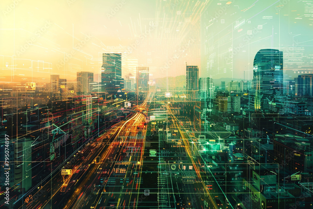 Poster future visions integrating graph data into tomorrow's landscape imagery