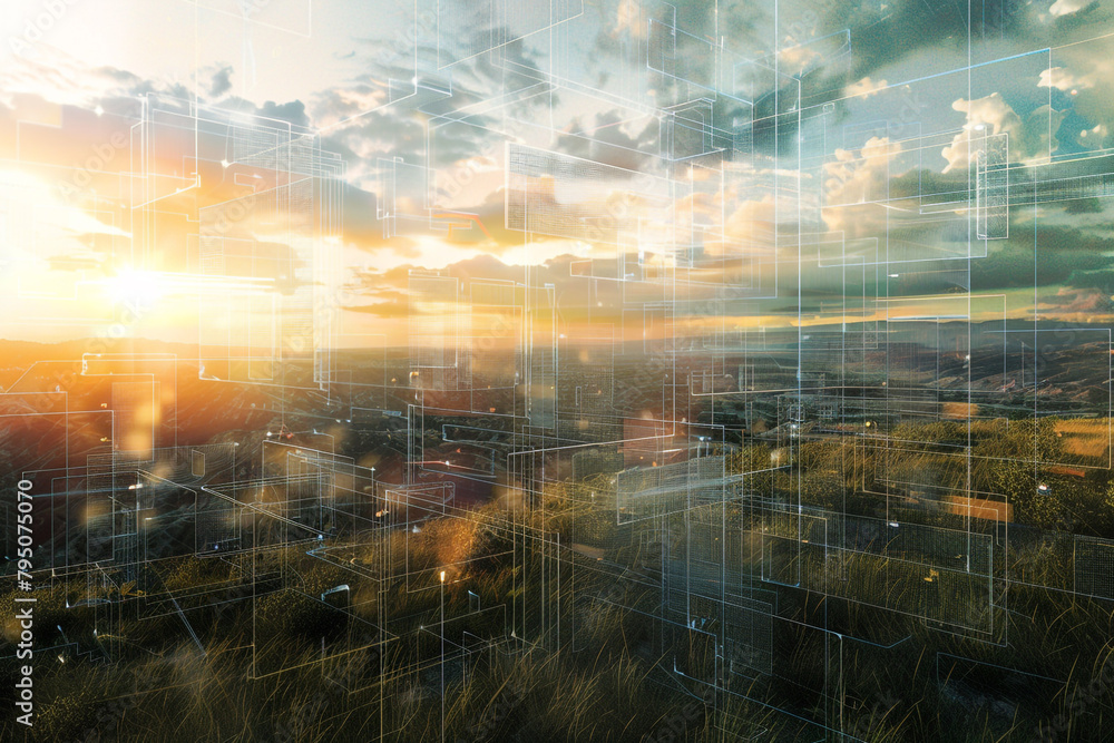 Poster future visions integrating graph data into tomorrow's landscape imagery