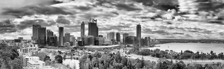 Perth, WA - September 2, 2023: Panoramic view of Perth skyline from the city hill