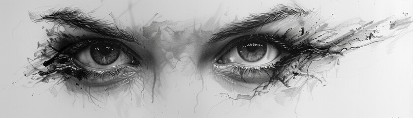 Drawing of sadness, a tear on paper, the art of emotion - obrazy, fototapety, plakaty