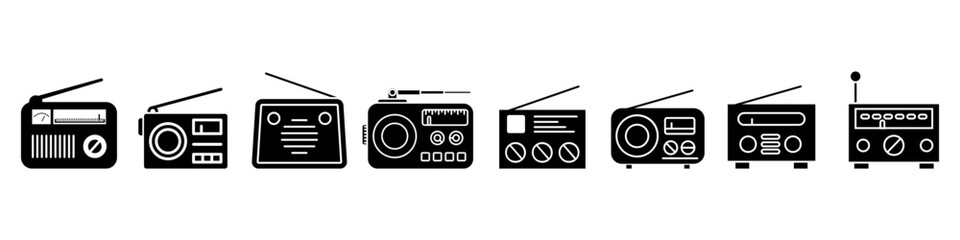 Radio icon vector set. Radio wave illustration sign collectio. Music symbol or logo.