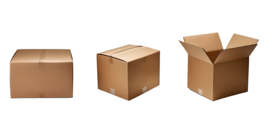 Close and open box package delivery cardboard carton packaging isolated shipping gift isolated on white background