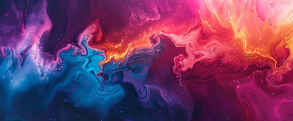 A symphony of liquid hues cascades and swirls, painting a breathtaking panorama of vibrant...