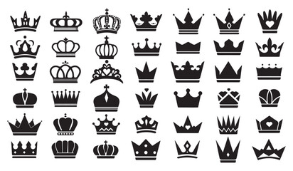 A large collection of high-quality crowns. A set of crown badges