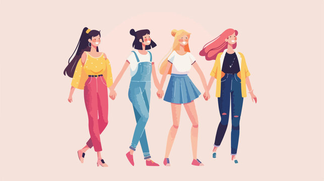 Women can do it. Four female characters walk up 