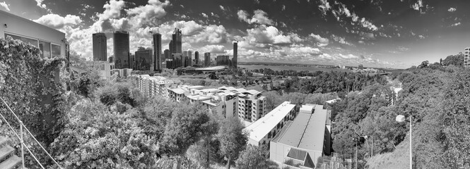Perth, WA - September 12, 2023: Panoramic view of Perth skyline from the city hill
