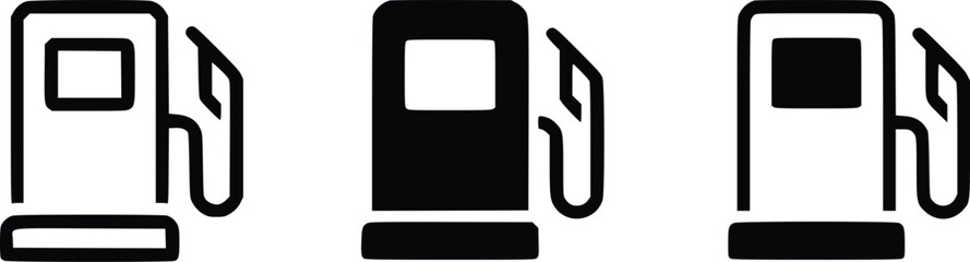 Gas station icon set. Fuel, Gasoline, Diesel, Car fuel, Petrol, Fuel pump nozzle flat and line style icons.