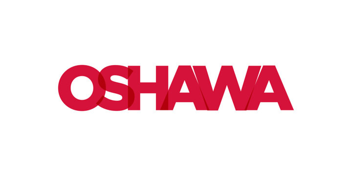 Oshawa in the Canada emblem. The design features a geometric style, vector illustration with bold typography in a modern font. The graphic slogan lettering.