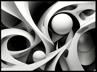 digital art canvas comes alive with a fusion of geometric shapes in black and white