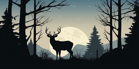 a deer standing in front of a moon