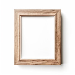 small photo frame with white center, wooden thin frame on white background сreated with Generative Ai