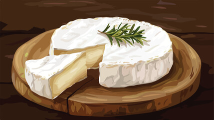 Wooden board with tasty Camembert cheese on table vector