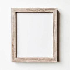 Obraz premium small photo frame with white center, wooden thin frame on white background сreated with Generative Ai