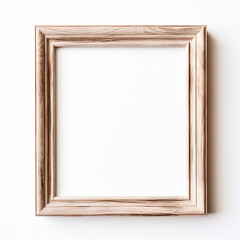 Fototapeta premium small photo frame with white center, wooden thin frame on white background сreated with Generative Ai