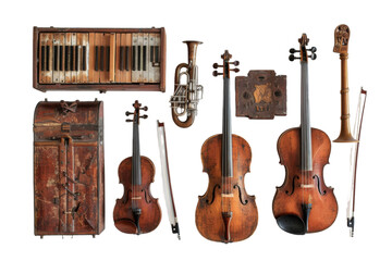 A Collection of Musical Instruments for Every Performer On Transparent Background.