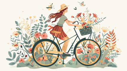 Young fashion woman on a bicycle 