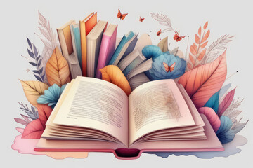 Open book Invitation background for readers.