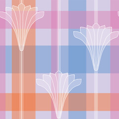 Vector pastel seamless pattern background: Madras Flowers.