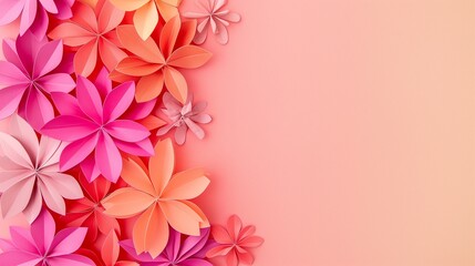 colored paper flowers wallpaper on background, spring summer background