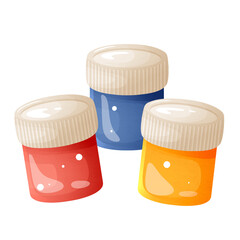 Bottles with paint for drawing