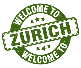 Welcome to Zurich stamp. Zurich round sign - obrazy, fototapety, plakaty