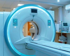 Advanced mri or ct scan machine for medical diagnosis at hospital lab white background