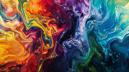 A symphony of liquid colors dances across the canvas, creating a mesmerizing spectacle of swirling abstraction.
