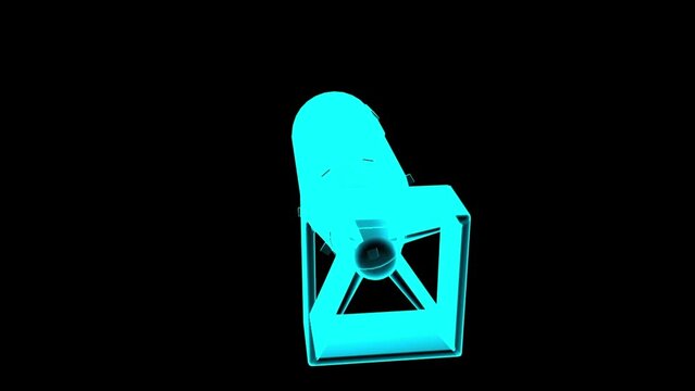 isolated atom bomb on black Background 3D animation