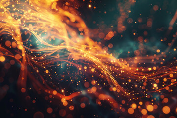 Glowing tech particles in abstract motion 