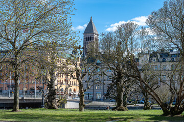 City park Carl Johans Park during early spring in Norrköping, Sweden. Norrköping is a historic industrial town. - 795094835