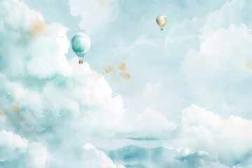 Balloon and Sky watercolor background balloon sky backgrounds.