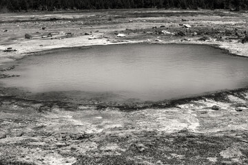 Black Diamond Pool Geysers at Yellowstone National Park. Biscuit Basin Trail