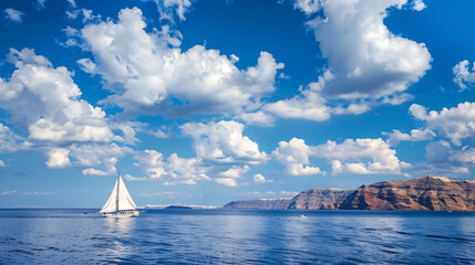 Santorini island Greece. Yacht sailing 