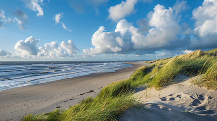 Fototapeta na wymiar Sea coast in Noordwijk Netherlands Europe. --