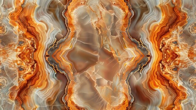 A seamless geometric pattern inspired by the smooth texture of a polished slice of multicolored onyx mineral