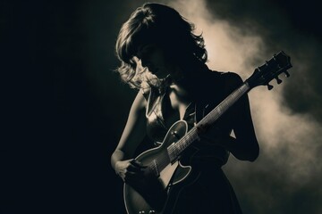 Obraz premium Woman playing guitar musician entertainment performance