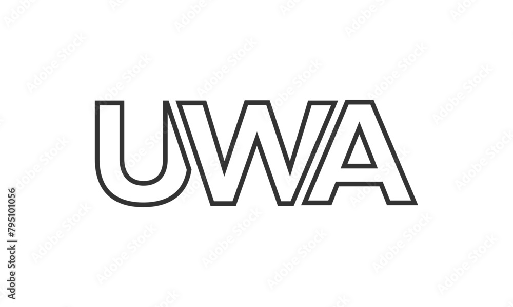 Poster uwa logo design template with strong and modern bold text. initial based vector logotype featuring s