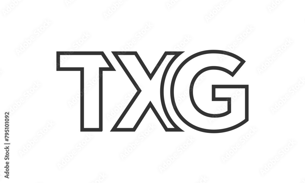 Poster txg logo design template with strong and modern bold text. initial based vector logotype featuring s
