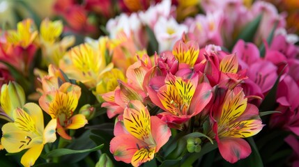Alstroemeria blooms in a bouquet of vibrant colors, perfect for floral arrangements