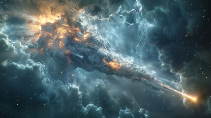 Comet and Meteor: An illustration of a comet's nucleus