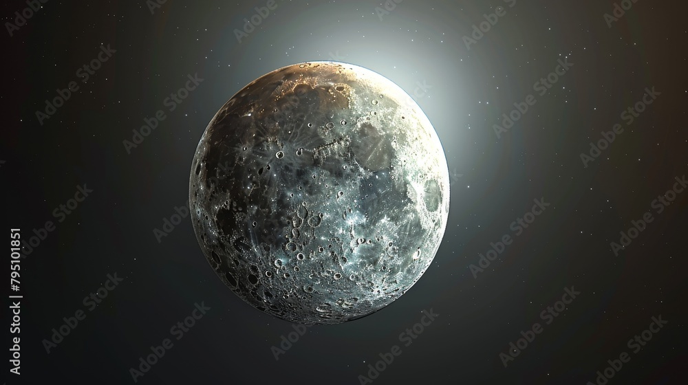 Wall mural eclipse: a 3d illustration of a partial lunar eclipse, showing a portion of the moon passing into th