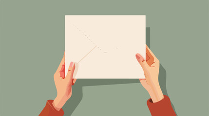 Hands holding envelope. Blank paper with copy space.