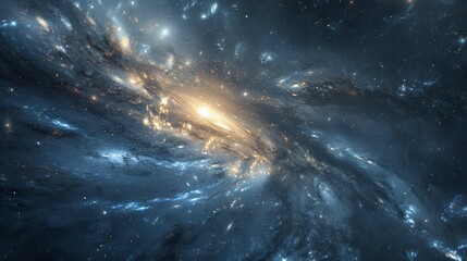 Galaxy: A cosmic scene depicting a galaxy colliding with another