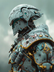 futuristic armored figure - science fantasy illustation - generative ai