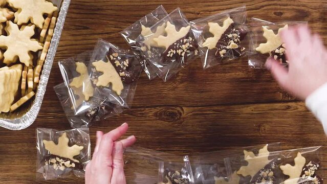 Festive Cookie Packaging with Chocolate-Dipped Christmas Delights