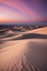 Fototapeta na wymiar A surreal landscape of rolling glittery dunes under a twilight gradient sky.