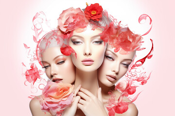 Beauty image of women ,skin care, body care, beauty salon,art design