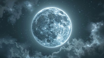 Fototapeta premium Moon: A mystical illustration of the moon surrounded by a halo of light